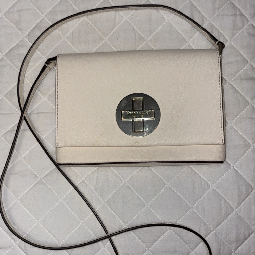Kate Spade Cream Crossbody Bag with Silver Detail
